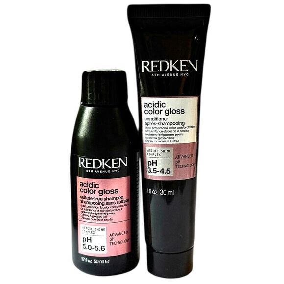 REDKEN Acidic Gloss High Shine Color Care Shampoo Conditioner Travel Set Sulfate - Picture 13 of 13